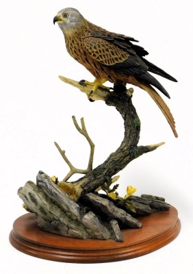 A Border Fine Arts figure of a red kite, designed by R J Roberts, limited edition 318/600, on a wooden base, with certificate, 39cm high. - 2