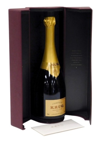 A bottle of Krug Grande Cuvée champagne, 750ml, boxed with certificate.