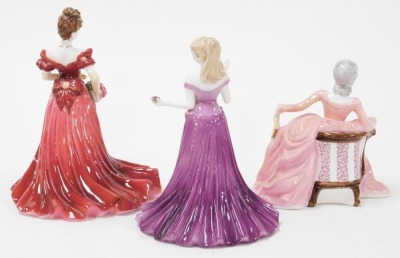 Three Coalport porcelain figures, comprising Barbara, the Collingwood Collection, with certificate, Polly, Ladies of Fashion, and Jenny, Ladies of Fashion. (3) - 2