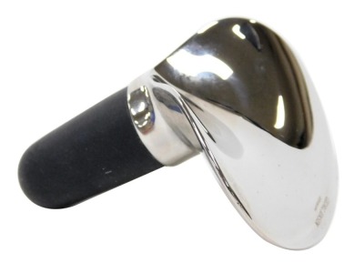 A Georg Jensen stainless steel bottle stopper, with a rubber bung, printed mark, 5.5cm high.