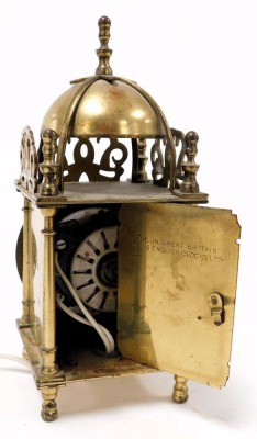 A 20thC Smiths brass lantern clock, chapter ring bearing Roman numerals, with electric movement, 18cm high. - 3