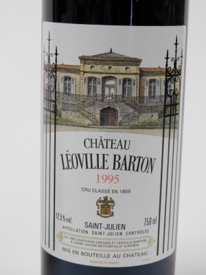 Two bottles of Chateau Leoville Barton 1995, St-Julien Cru Classe en 1855. - 2