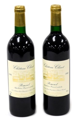 Two bottles of Chateau Clinet Pomerol 1995.