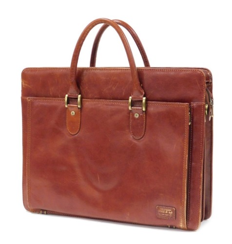 A Condotti tan leather briefcase, 42cm wide.