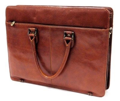 A Condotti tan leather briefcase, 42cm wide. - 4