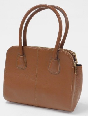 A Kew tan leather handbag, 31cm high. - 4