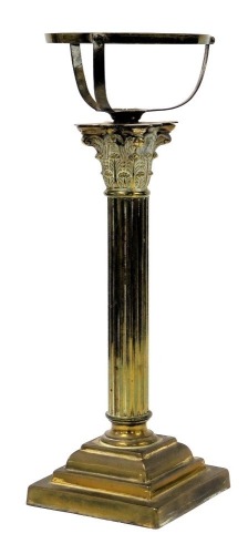 A loaded brass Corinthian column oil lamp base, 43cm high.