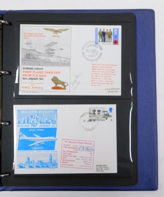 Philately. RAF related first day covers, with associated autographs, in an album and loose. (qty) - 4