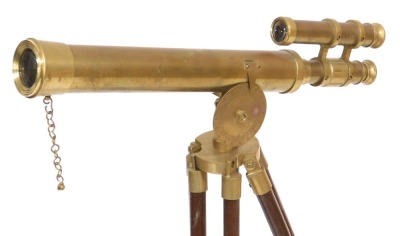 A brass telescope, with a tripod stand. - 2