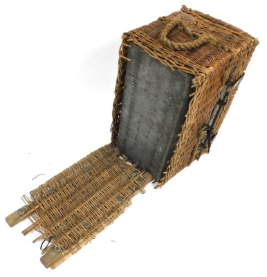 An early 20thC wicker travelling cool box, with lead liner, and cast iron locking mechanism, 44cm high, 65cm wide. - 3