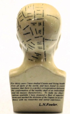 A pottery Phrenology head, after a model by LN Fowler, 24cm high, together with a pottery model of the hand, 21cm high. (2) - 3