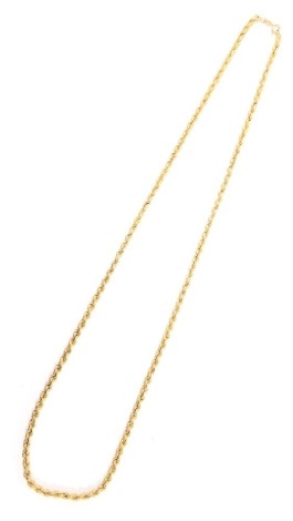 A 9ct gold rope twist neck chain, on a bolt ring clasp, 7.3g.