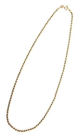 A 9ct gold rope twist neck chain, on a bolt ring clasp, 7.3g.