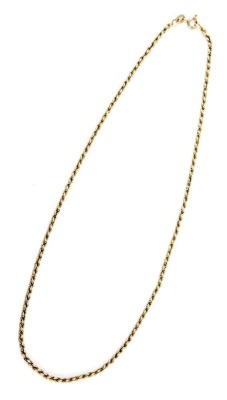 A 9ct gold rope twist neck chain, on a bolt ring clasp, 7.3g.