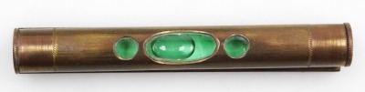 A Victorian brass pocket spirit level, in Morocco bound case, 8cm long. - 2