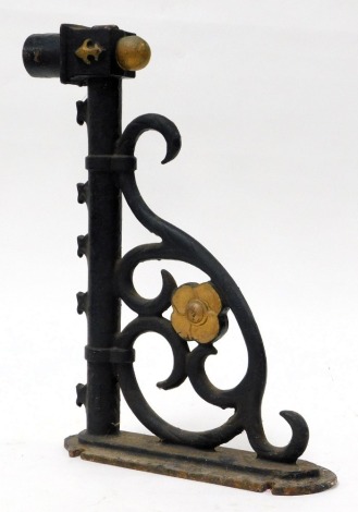 A Victorian cast iron and gilt painted wall bracket, 51cm wide.