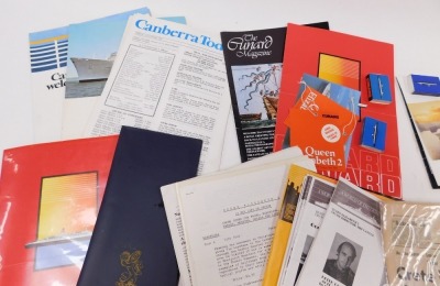 Cruise ship ephemera, including the QEII and Canberra. (qty) - 3