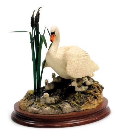 A Border Fine Arts sculpture modelled as First One In, B0189, on a wooden base.