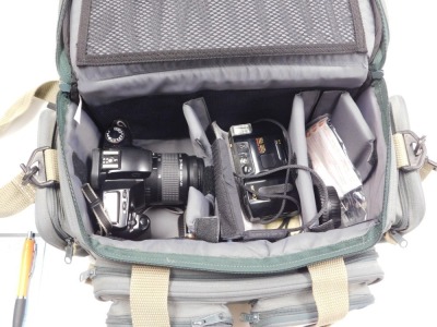 A Canon EOS 3000 camera, and a Canon Auto Focus Sprint camera, with camera bag. - 8