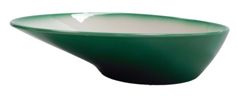 A Royal Copenhagen Fajance green shaped bowl, number 577, printed marks, 23.5cm wide.