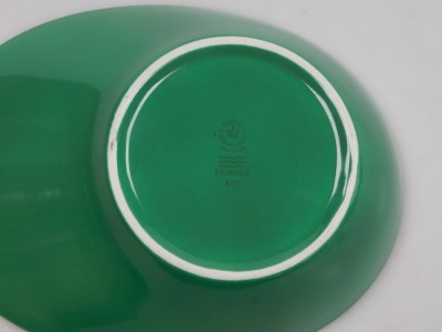 A Royal Copenhagen Fajance green shaped bowl, number 577, printed marks, 23.5cm wide. - 2