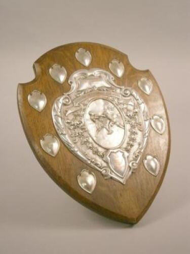 An oak presentation shield for the Conisborough Detachment of the Kings Own Yorkshire Light Infantry