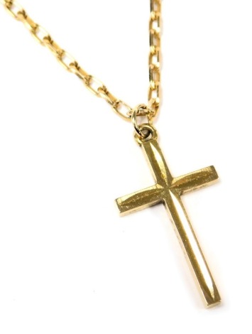 A 9ct gold cross on a cable link neck chain, with bolt ring clasp, 6.9g.