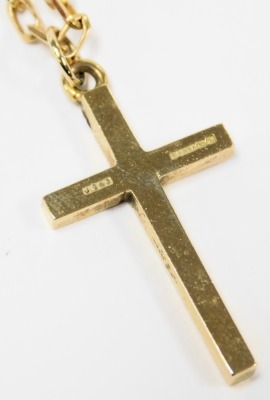 A 9ct gold cross on a cable link neck chain, with bolt ring clasp, 6.9g. - 2