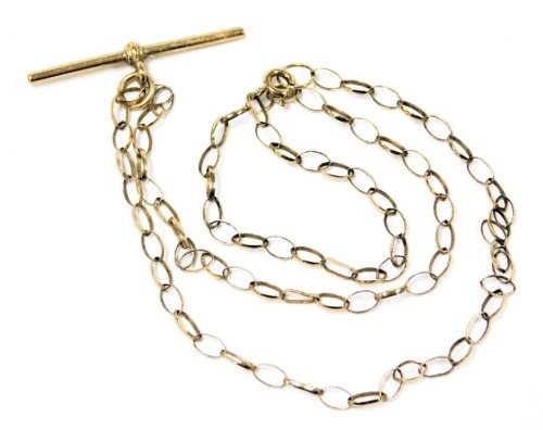 A 9ct gold belcher link neck chain, on a bolt ring clasp, with T bar as fitted, 3.4g.