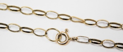 A 9ct gold belcher link neck chain, on a bolt ring clasp, with T bar as fitted, 3.4g. - 2