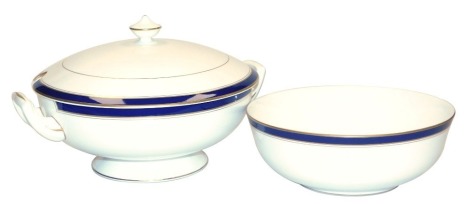 A Royal Worcester porcelain Howard Blue pattern soup tureen and cover, together with a salad bowl, both boxed. (2)