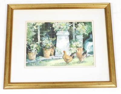 Trevor Waugh (British, late 20th/early 21stC). A Summer Garden, watercolour, signed, dated '93, 23.5cm x 34.5cm. - 2