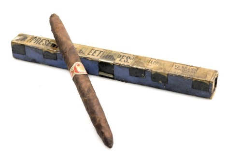 An early 20thC Rothschild Regalia cigar, a present from Cleethorpes, retailed by HH Chapman, The People's Tobacconist, Grimsby and Cleethorpes, boxed.