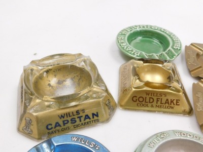 A group of early 20thC metal and glass ashtrays, advertising Wills's Capstan Navy Cut cigarettes, Golden Flake, Park Drive, Wills's Woodbines, and Capstan. (12) - 3