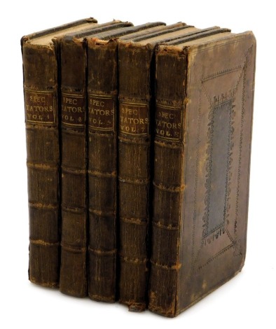 Books. The Spectator, 9th edition, vols 1, 4-5, 7-8, calf, printed for J Tonson, London 1729.