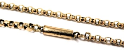 A belcher link neck chain, on a snap clasp, stamped 9ct, and a fine curb link chain on a snap clasp, stamped 9ct, 8.1g. - 2