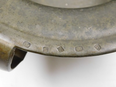 A 19thC pewter chamber pot, bears touch marks, 25.5cm wide. - 3