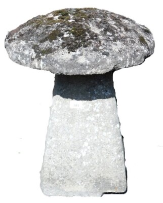 Withdrawn pre-sale by vendor. A staddle stone, 51cm high, 45cm diameter.