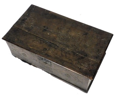 An 18thC oak Bible box, the carved front bearing initials AG and dated 1731, 70cm wide, 39cm deep. - 2