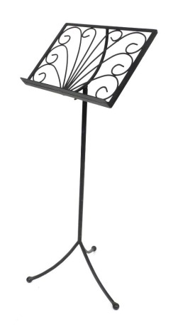 An early 20thC cast iron music stand, raised on three out splayed legs on ball feet, 117cm high.