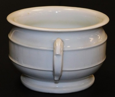 A Qing dynasty 18thC blanc-de-chine censer, the body moulded with a squared scrolling band with two stylized phoenix loop handles to either side below a rolled rim, 15.5cm wide. For an almost identical example, see lot 101 at the March 21st 2011 auction a - 4