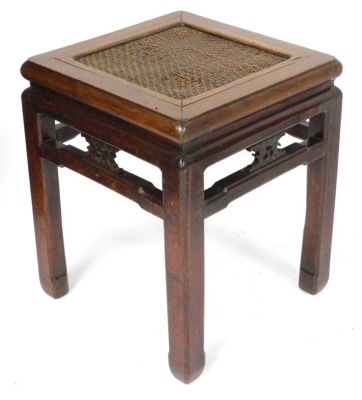 Three 19thC Chinese square cane panelled low stands, each with woven split cane tops, two with open stylised galleries, 49.5cm high, 50cm wide, 49.5cm deep, 44cm high, 52.5cm wide, 44cm deep, and 39.5cm high, 49.5cm wide, 39.5cm deep. - 4