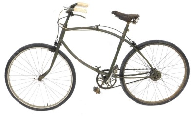 A WWII Paratrooper's folding bicycle, with three speed gears, Brookes leather seat, and centre pull brakes. - 2