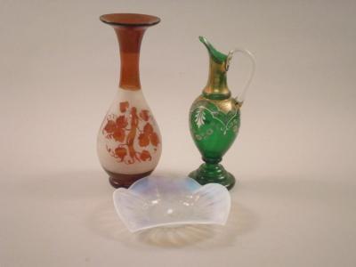 Three items of Victorian glass