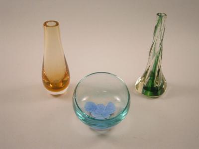 Three items of Art glass