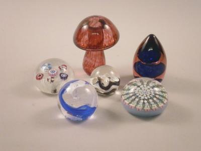 Six glass paperweights