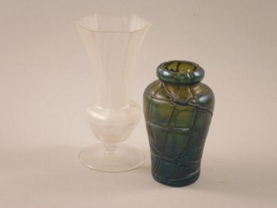 Two Loetz type Art glass vases