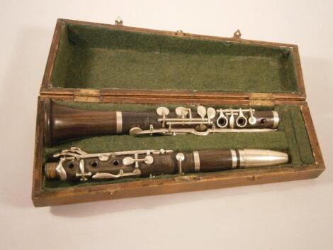 A Boosey & Co turned rosewood clarinet