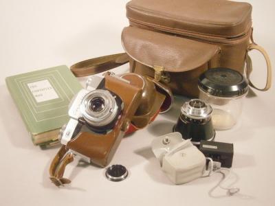 A Zeiss Ikon Contaflex camera with extra Pro Tessar lens