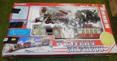 A Playgo battery operated Western Express train set, boxed.